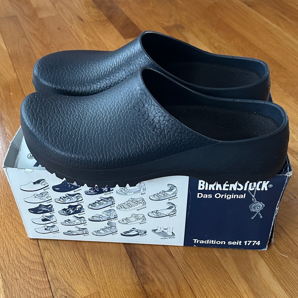 Birkenstock Blue Slip-On Clogs with Platform Sole